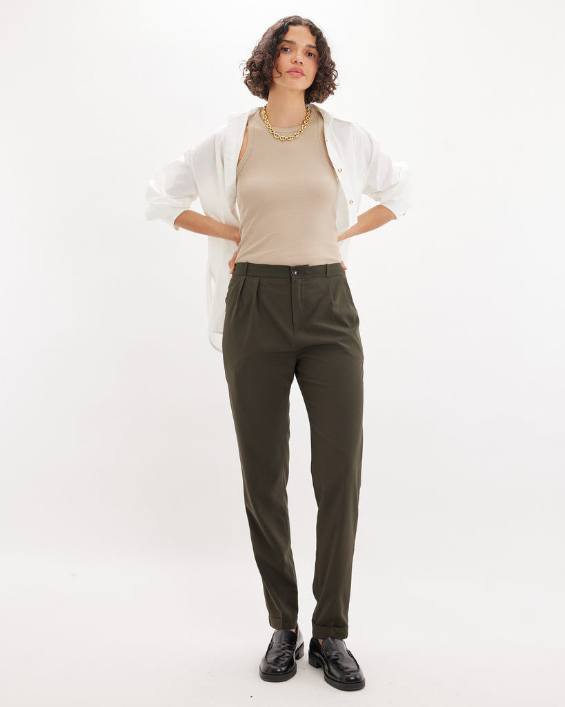 Dorian Rayon Trouser - Khaki
