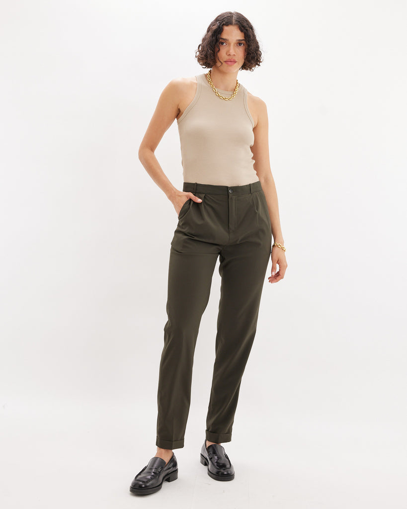 Dorian Rayon Trouser - Khaki - Second Image