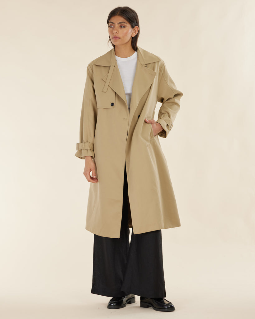 Emma Double Breasted Trench Coat - Beige - Second Image