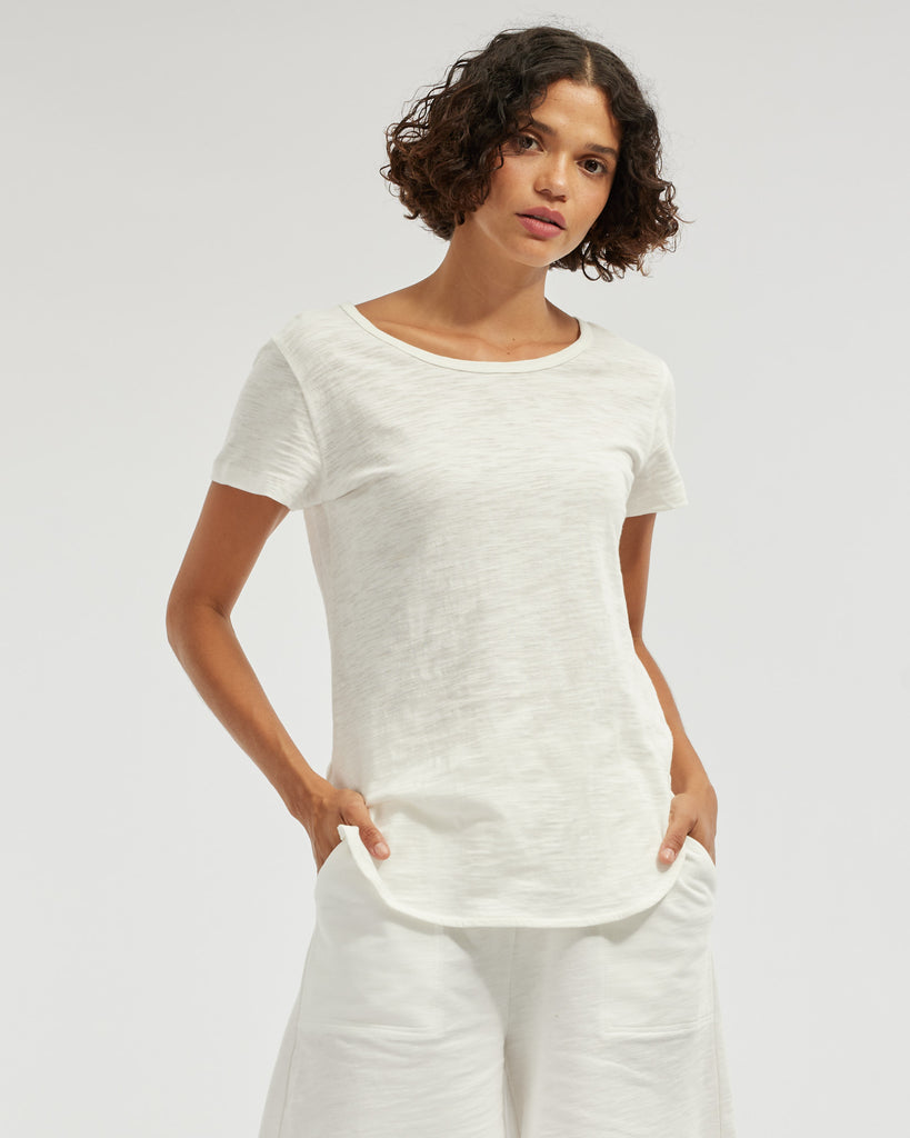 Fallon Rounded Hem Tee - White