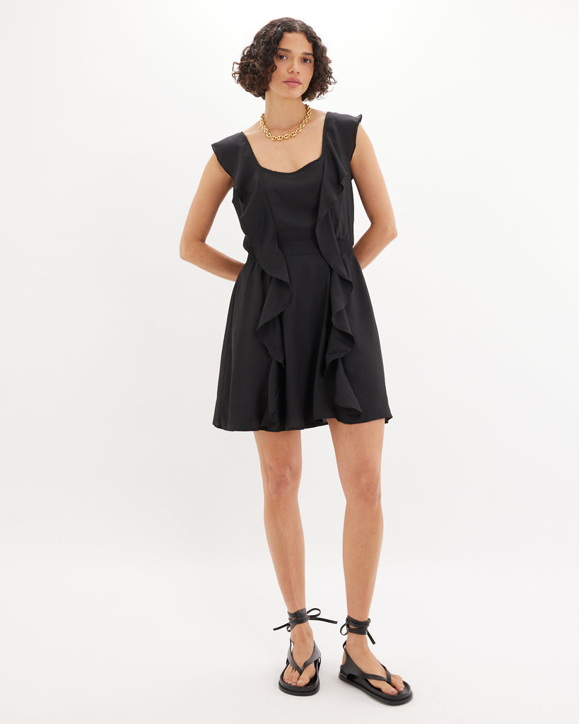 Francis Ruffled Mini Dress - Black - Second Image