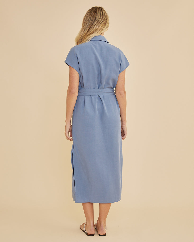 Frankie Column Dress - Cerulean Blue - Second Image