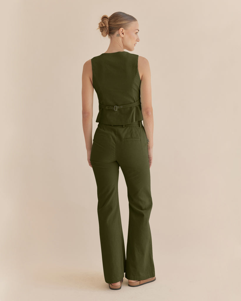 Giovanna Corduroy Pant - Khaki - Second Image