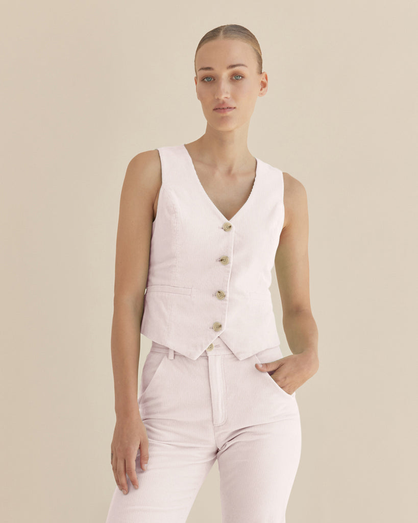 Giovanna Corduroy Vest - Rosewater