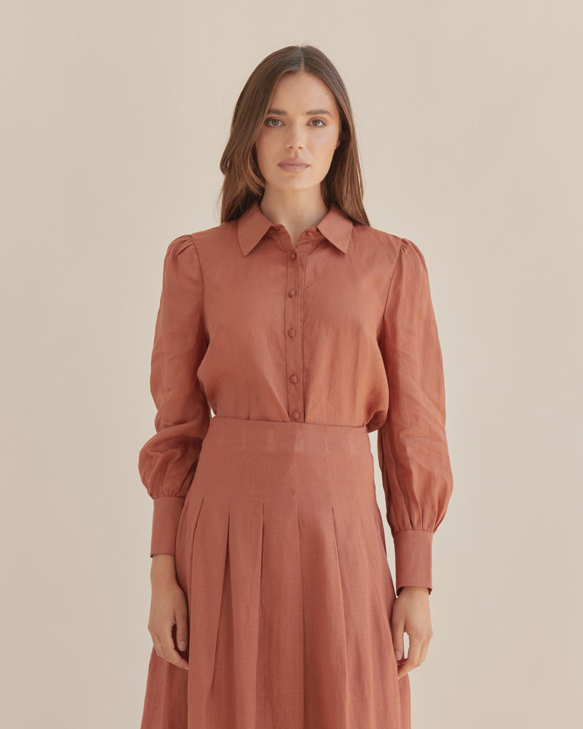 Helene Ramie Shirt - Terracotta