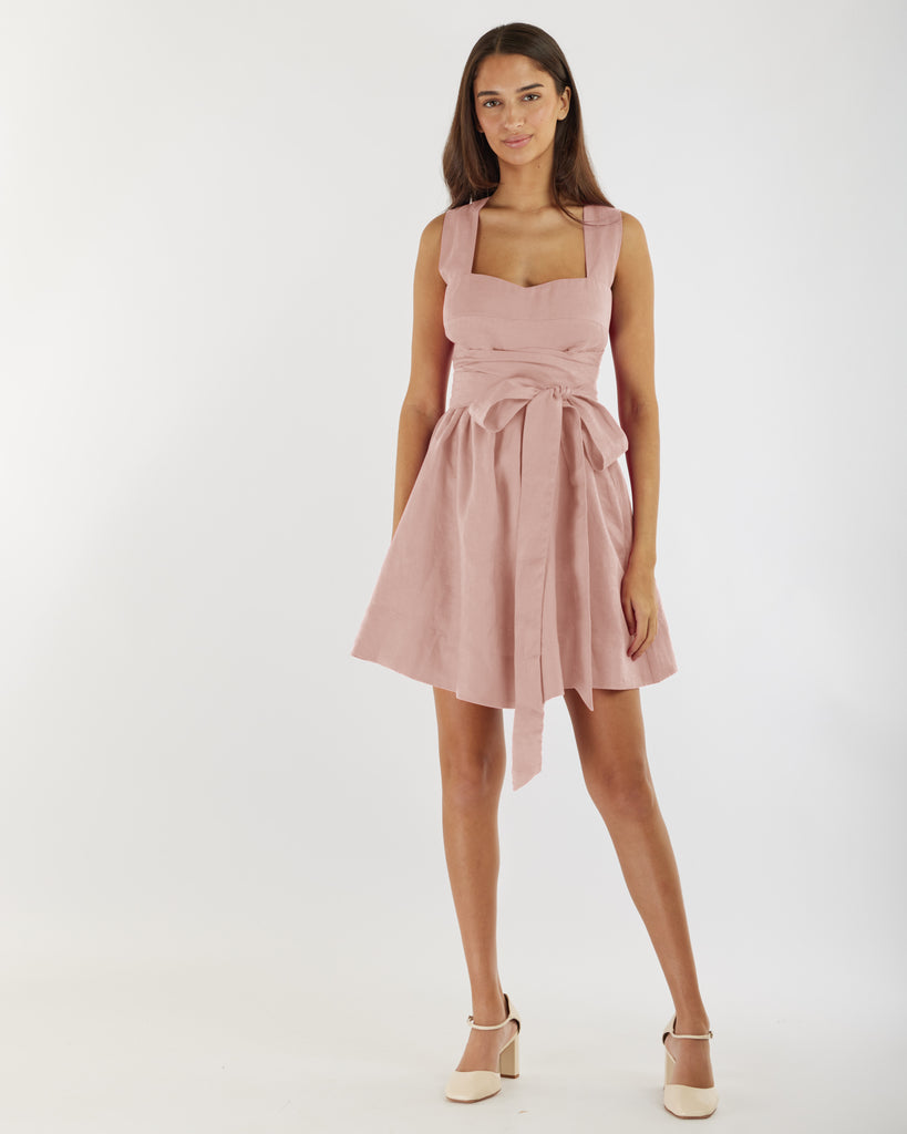 Juliette Linen Mini Dress - Peony - Second Image