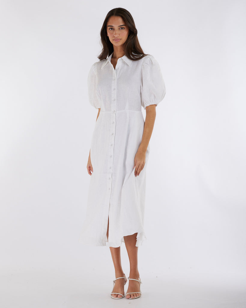 Julius Linen Midi Dress - White - Second Image