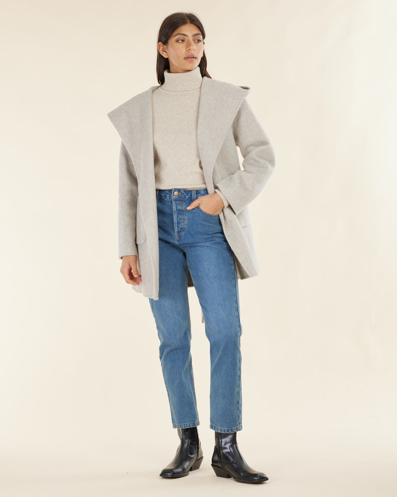Kamara Wrap Wool Coat - Oatmeal - Second Image