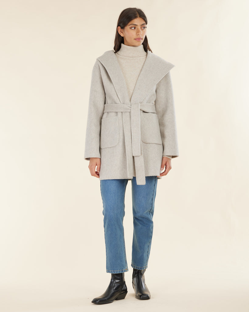 Kamara Wrap Wool Coat - Oatmeal