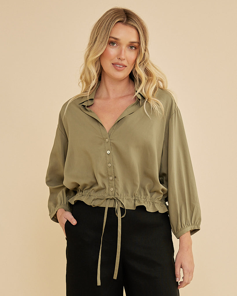 Kate Long Sleeve Top - Olive