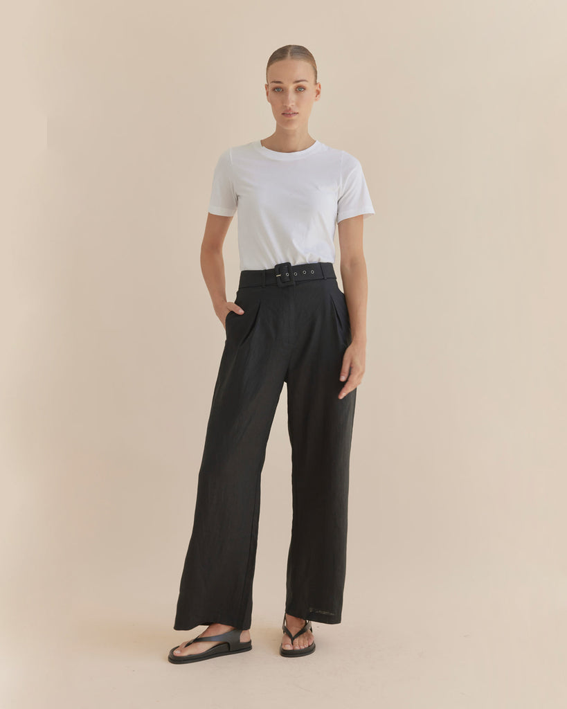 Katrina Linen Pant - Black