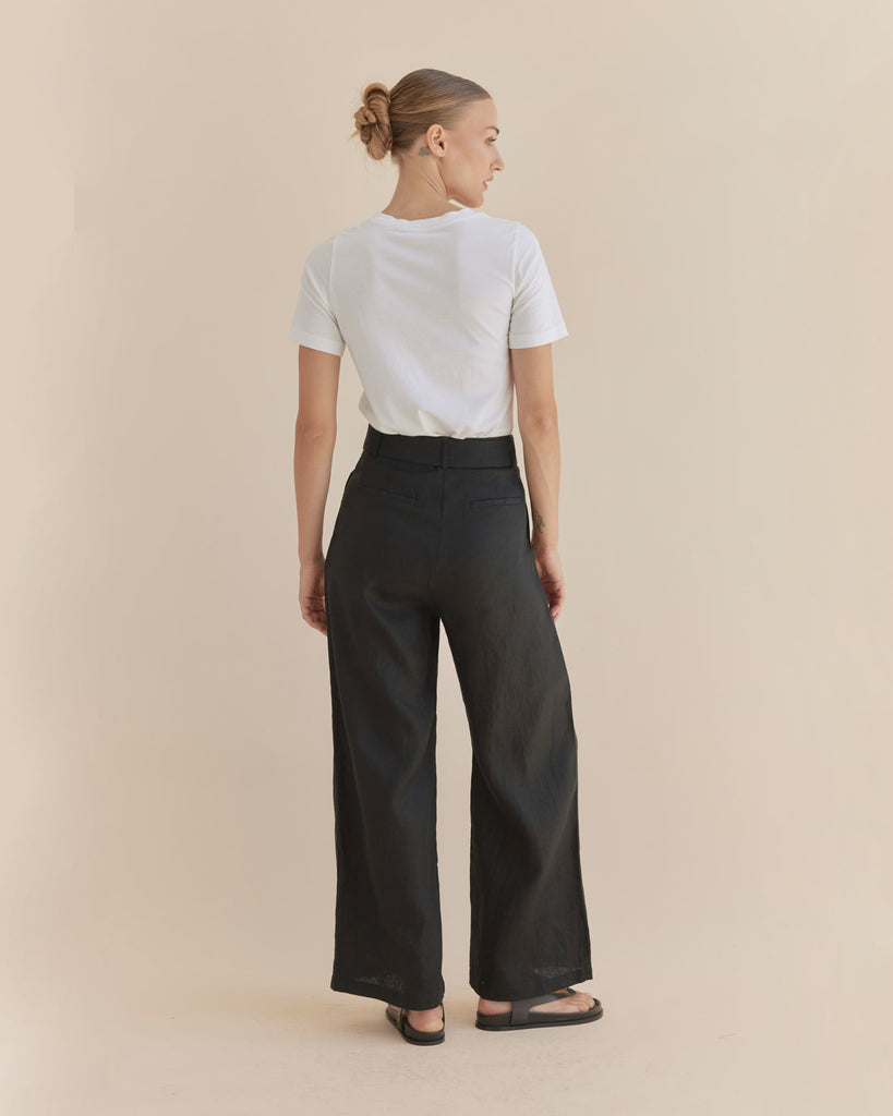 Katrina Linen Pant - Black - Second Image