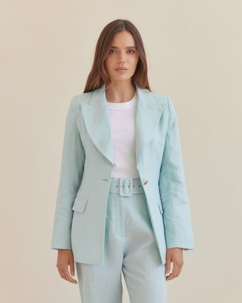 Katrina Linen Blazer - Sky