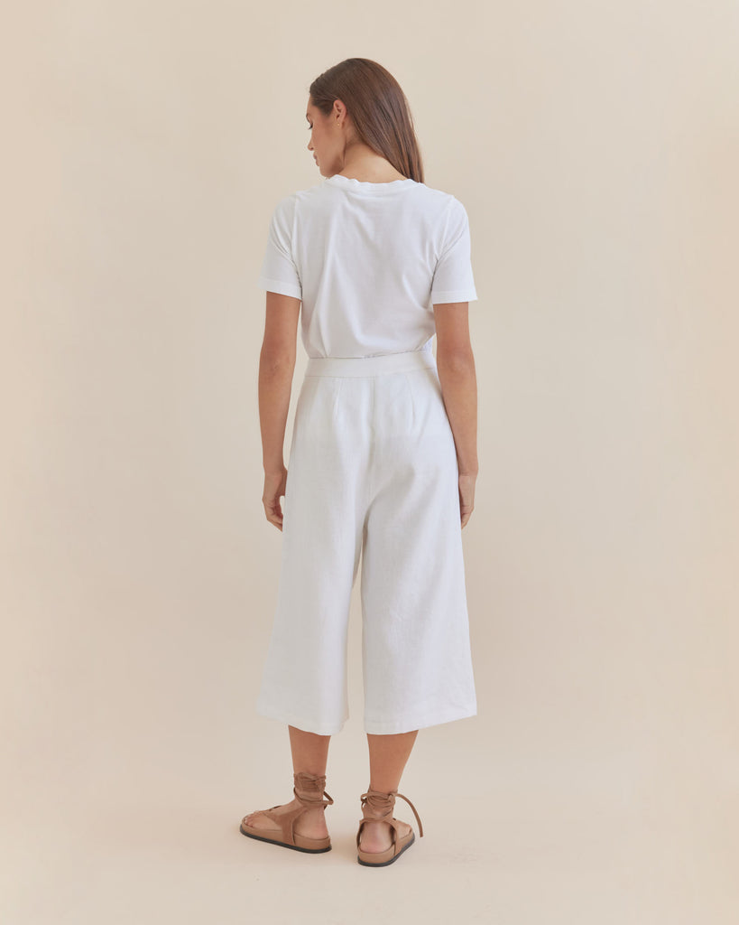 Katrina Linen Culottes - Ivory - Second Image