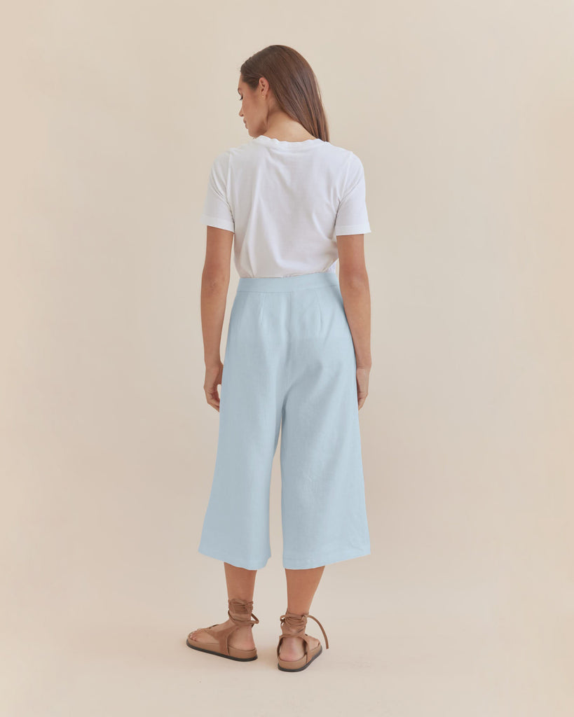 Katrina Linen Culottes - Sky - Second Image