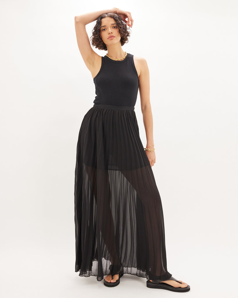 Leonore Pleated Maxi Skirt - Black
