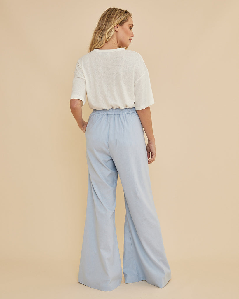 Lucie Wide Leg Pant - Powder Blue - Second Image