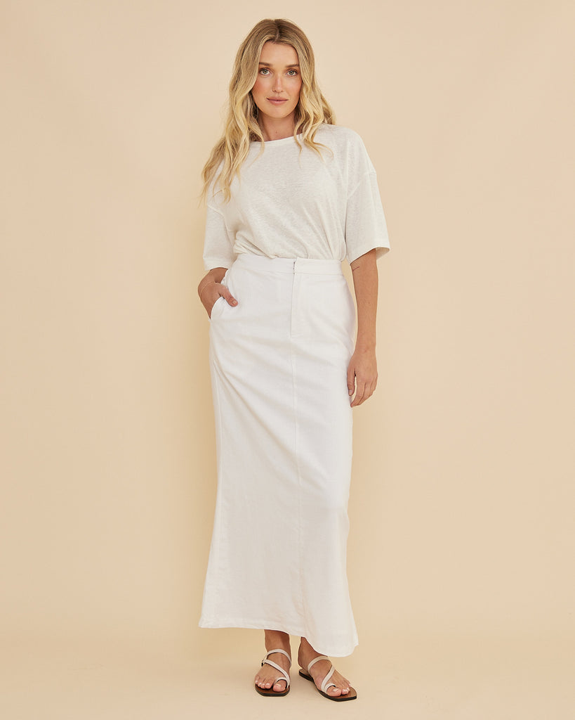 Lucie Column Skirt - White