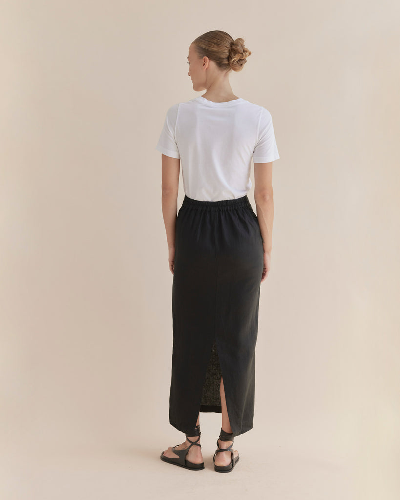 Mabel Linen Skirt - Black - Second Image