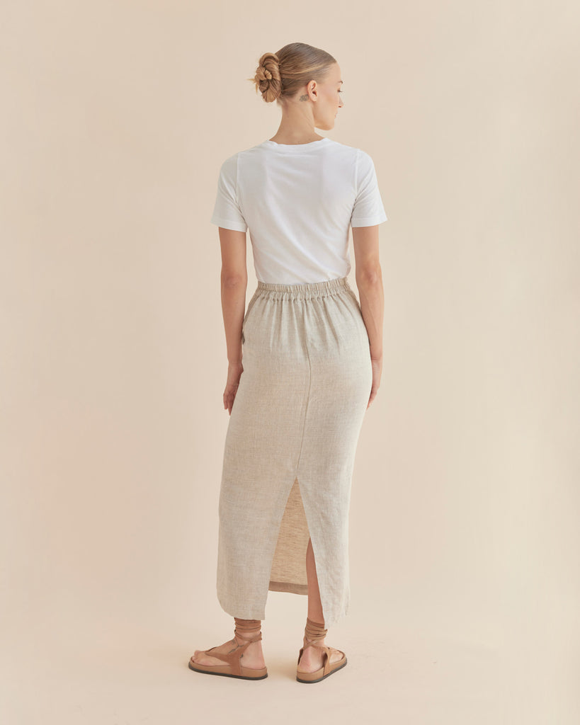 Mabel Linen Skirt - Natural - Second Image