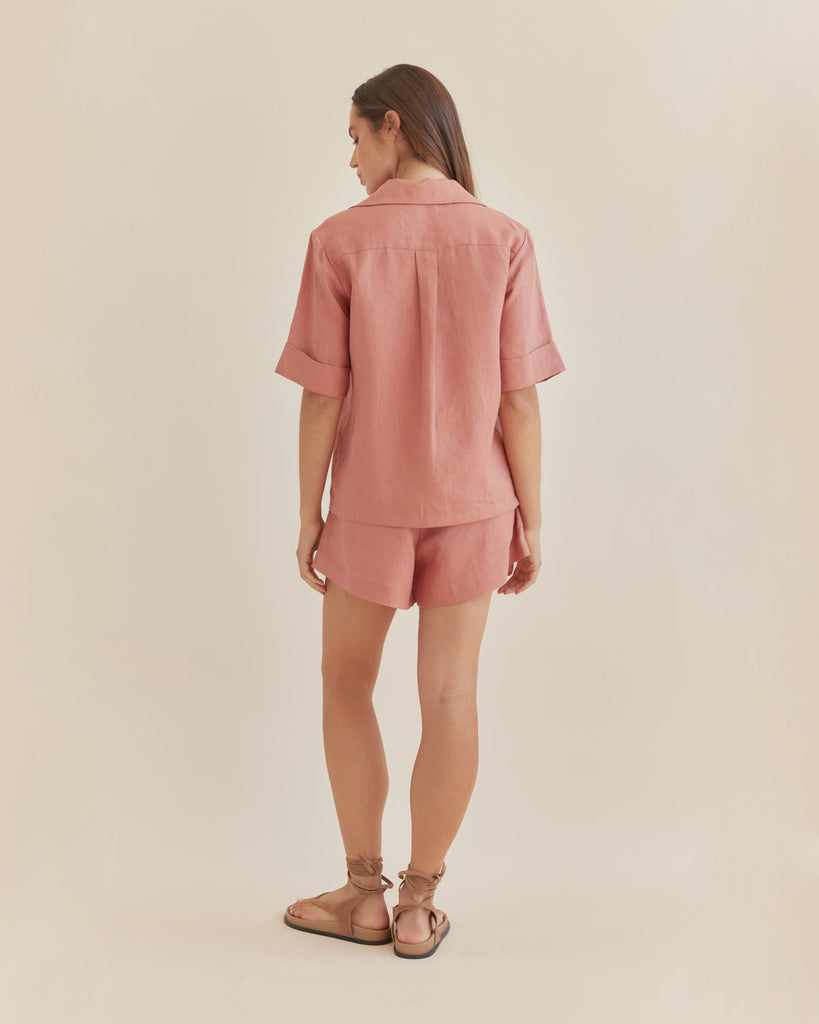 Maelle Linen Shirt - Dusty Pink - Second Image