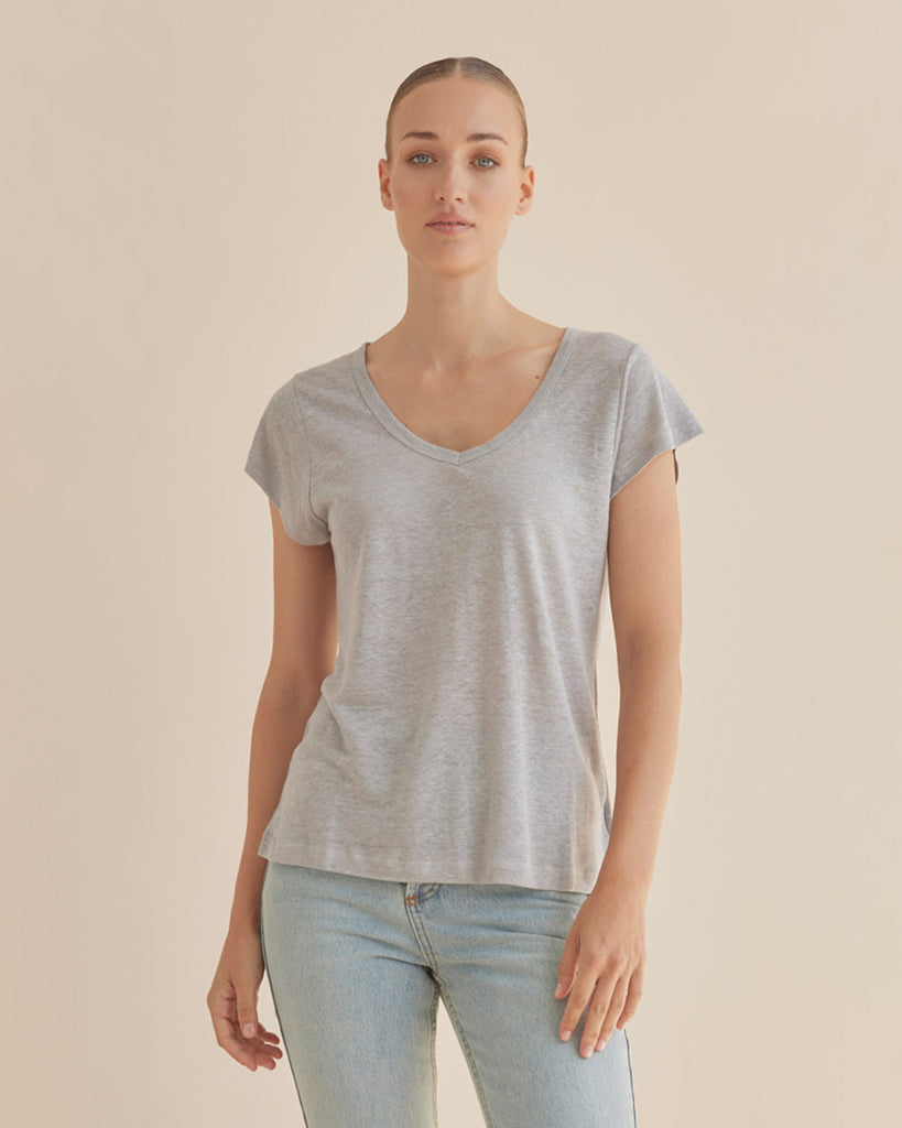 Newport Linen Jersey Tee - Grey