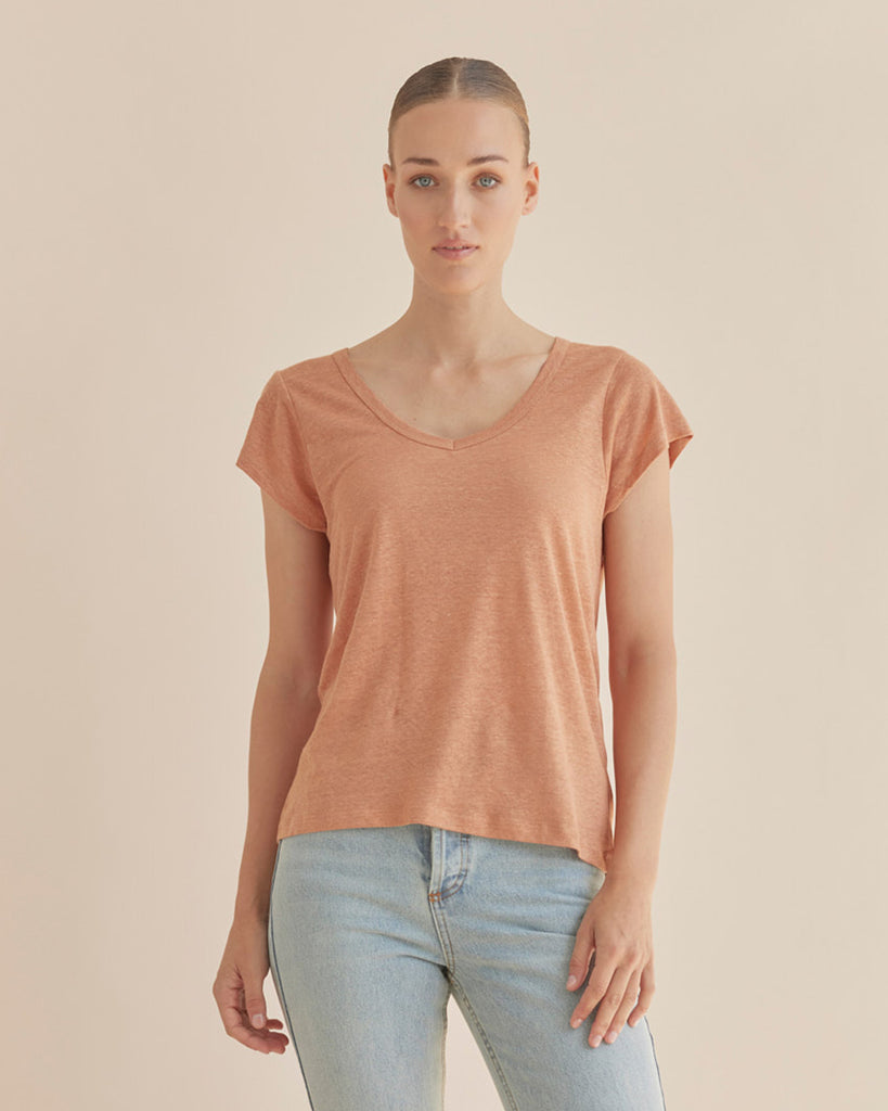 Newport Linen Jersey Tee - Rust