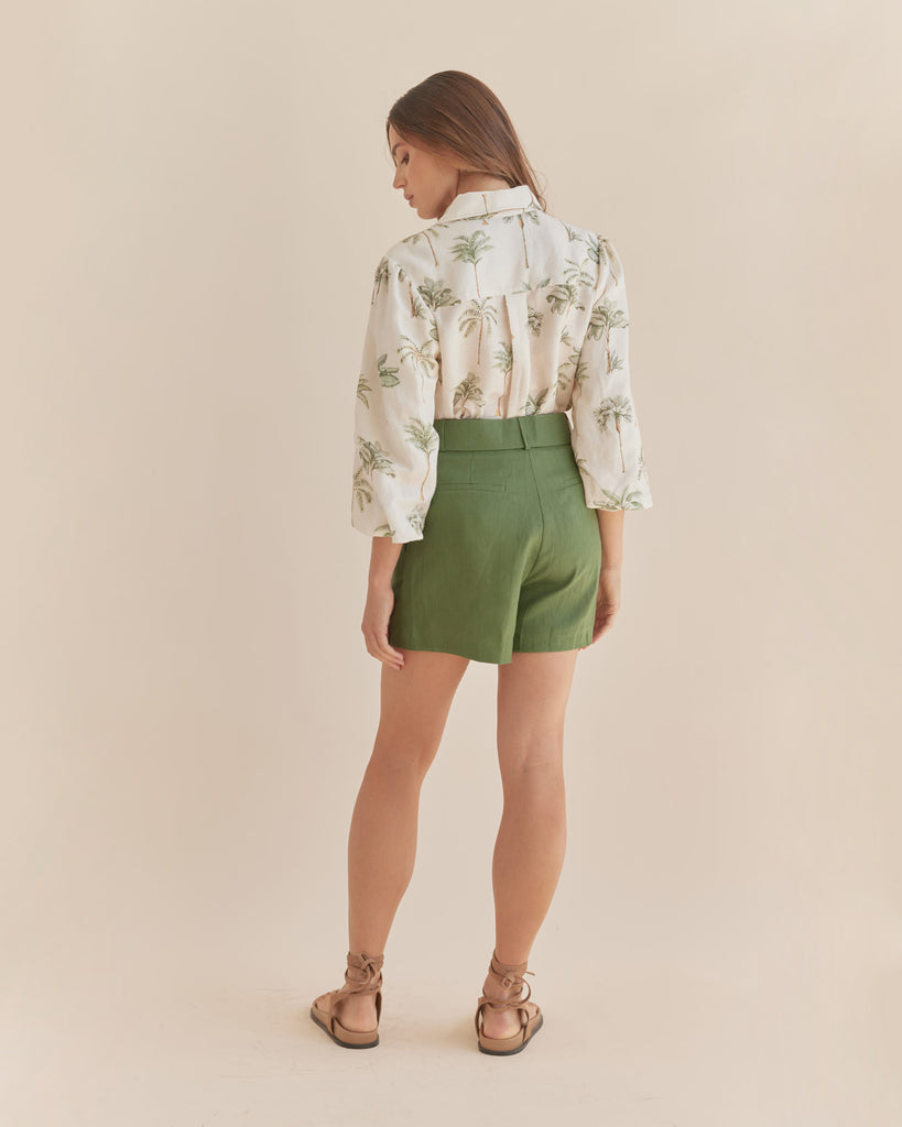 Brydie Linen Short - Verdant - Second Image