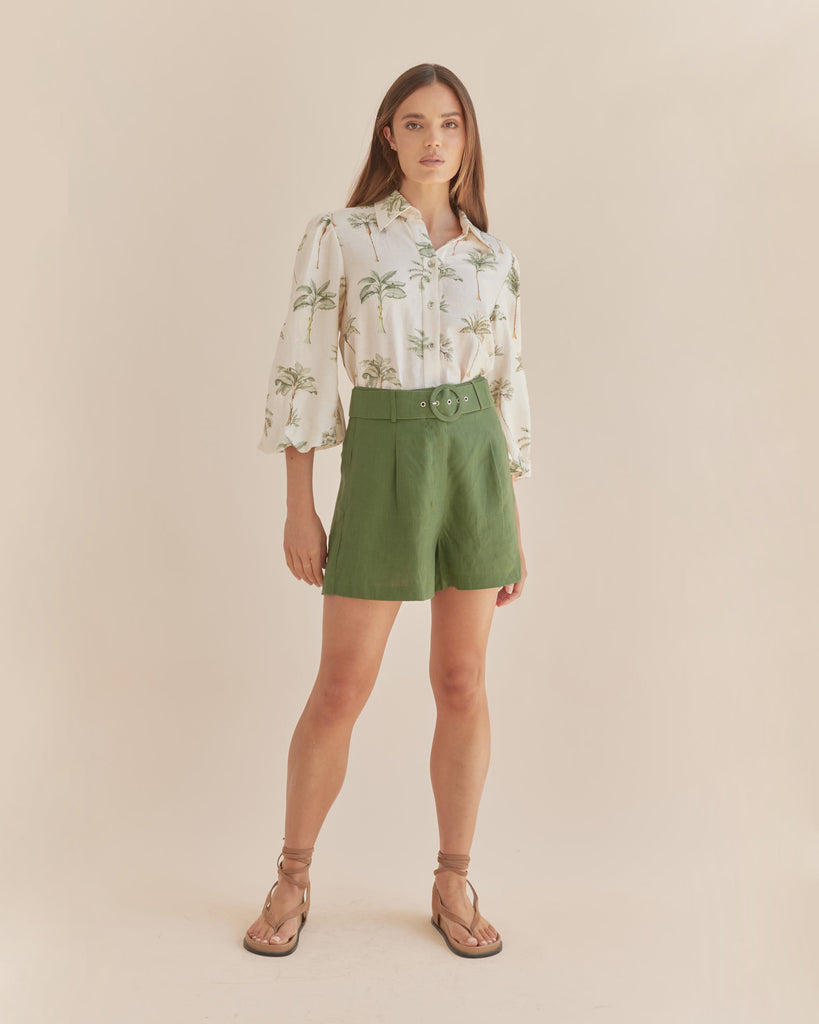 Brydie Linen Short - Verdant