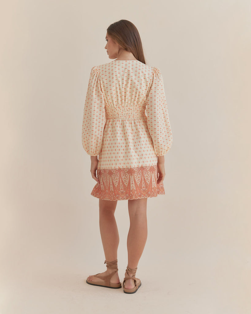 Peach Paisley Mini Dress - Second Image