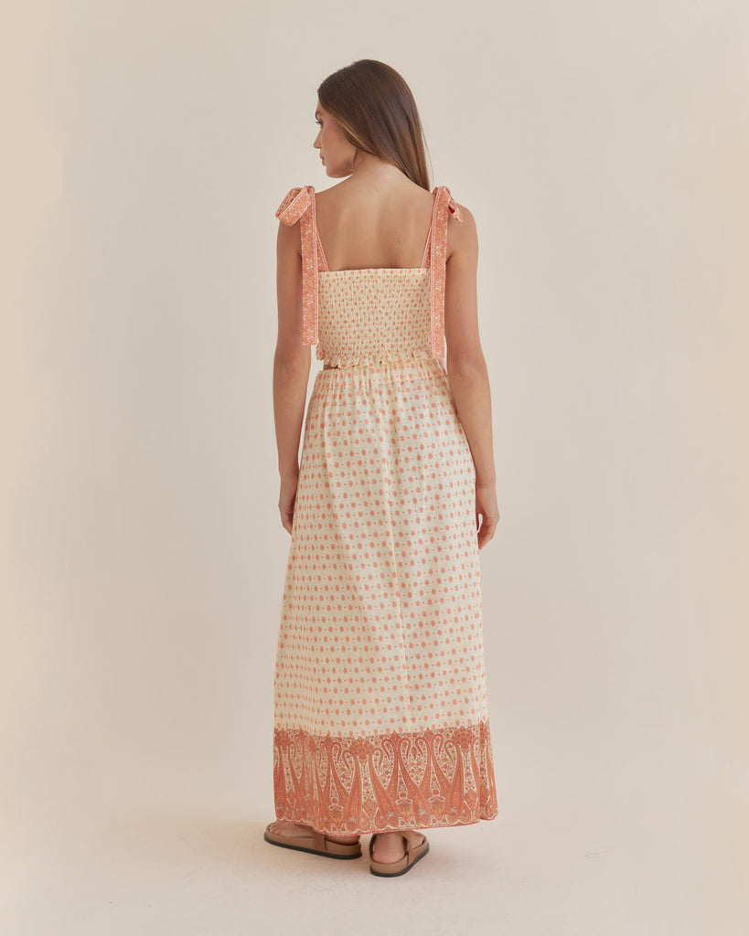 Peach Paisley Maxi Skirt - Second Image