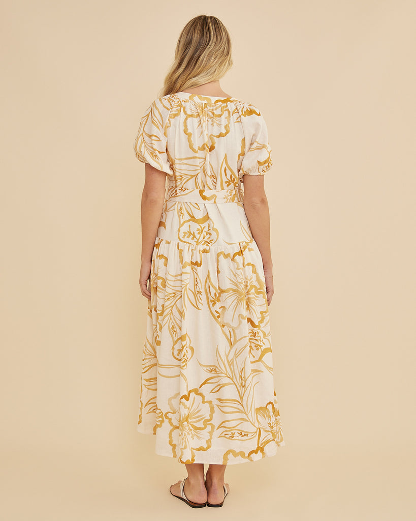 Rosemallow Puff Sleeve Midi Dress - Second Image