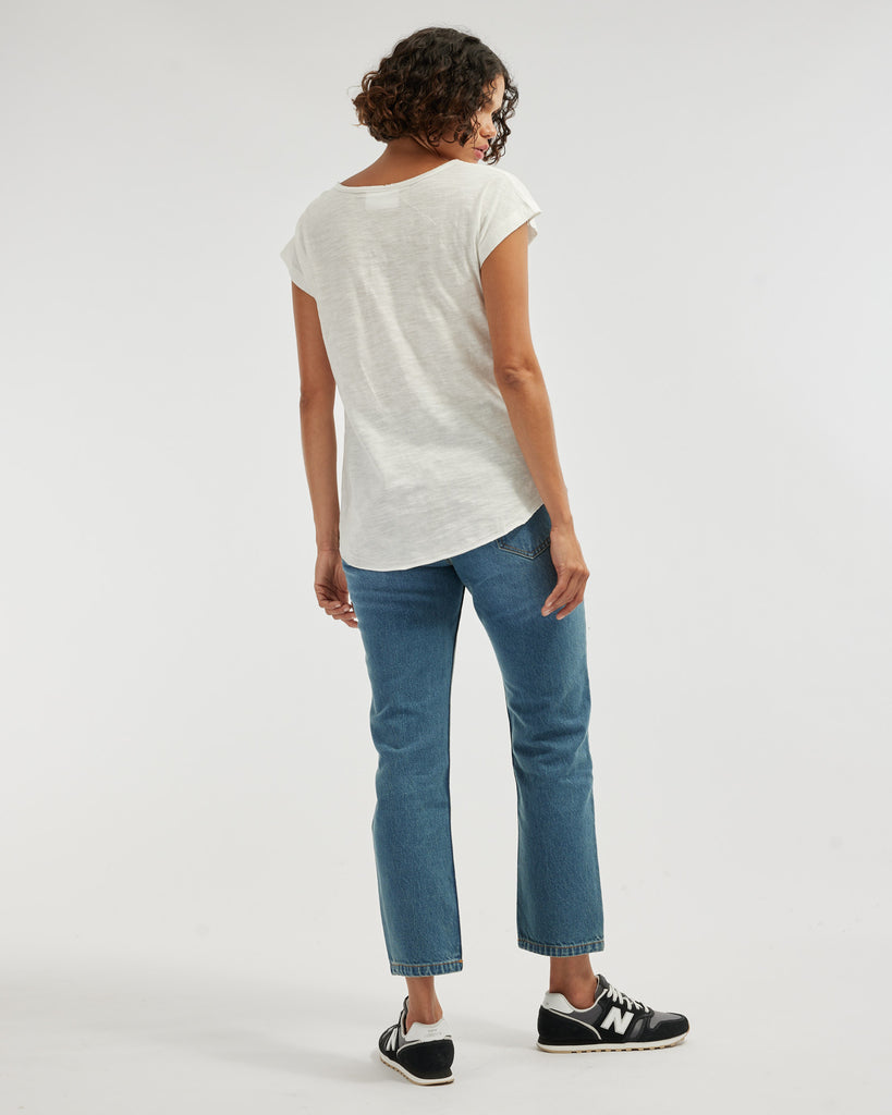 Sadie V Neck Tee - White - Second Image