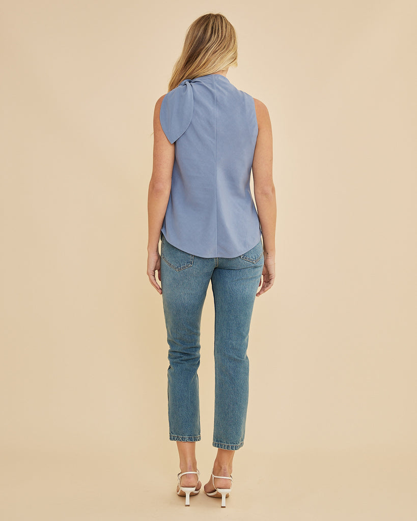 Tessa Shoulder Knot Top - Cerulean Blue - Second Image