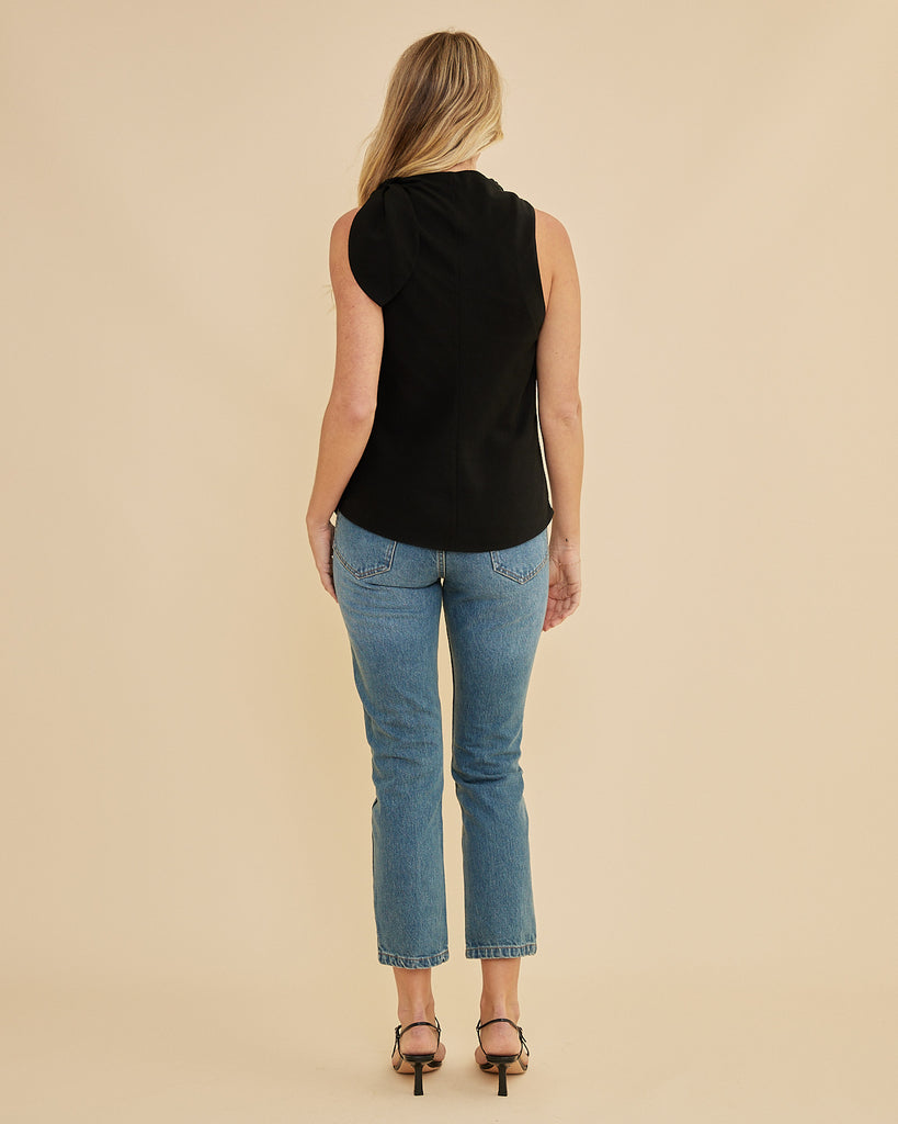 Tessa Shoulder Knot Top - Black - Second Image