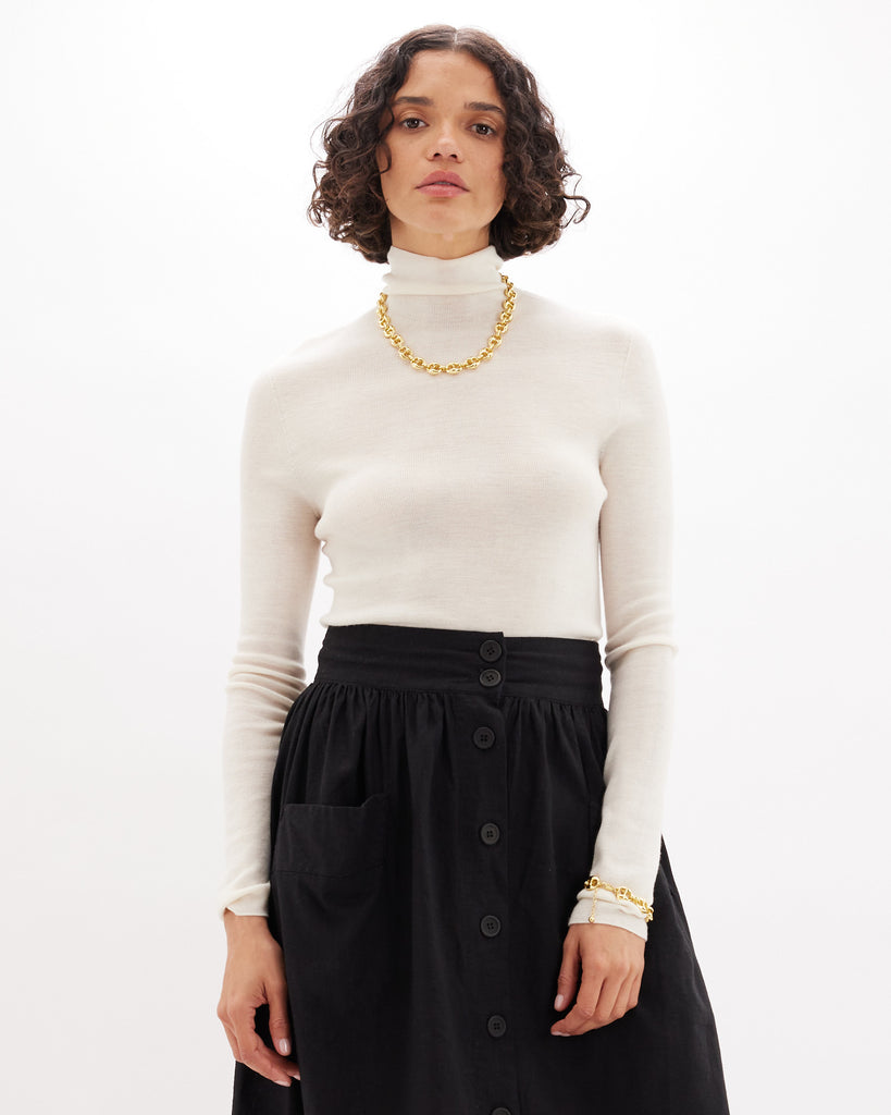 Val Turtleneck Knit Top - Cream
