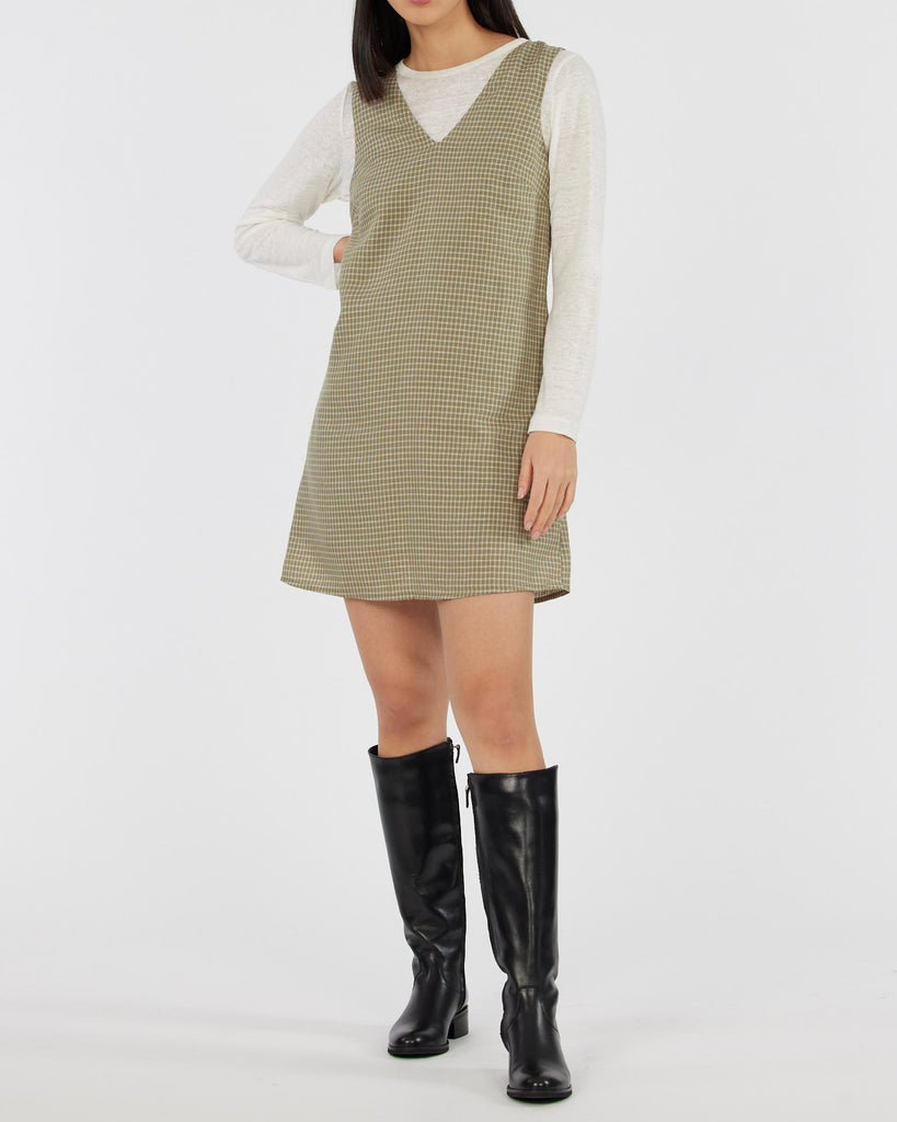 Virtuous Check Swing Dress - Olive