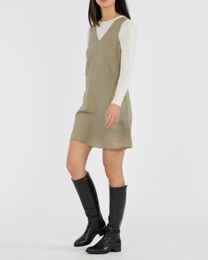 Virtuous Check Swing Dress - Olive - Second Image