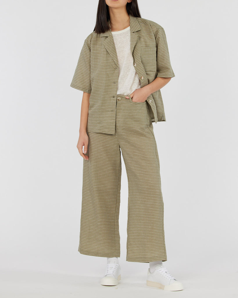 Virtuous Check Cropped Pant - Olive