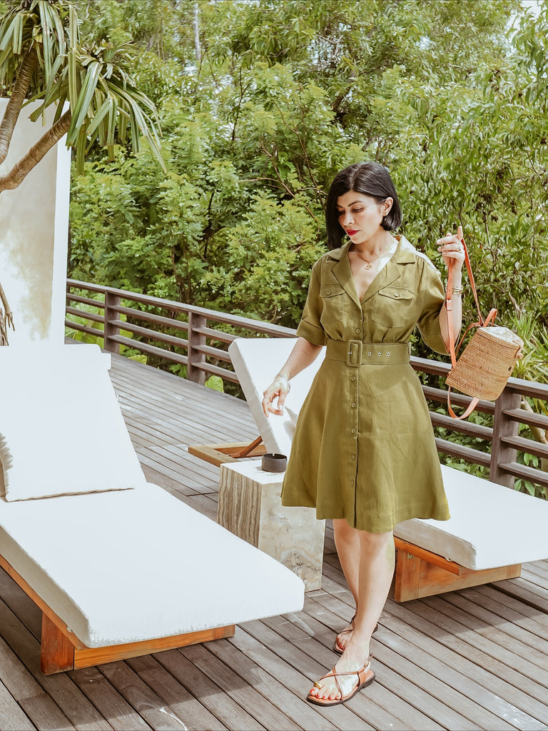 Cadence Linen Mini Dress - Olive