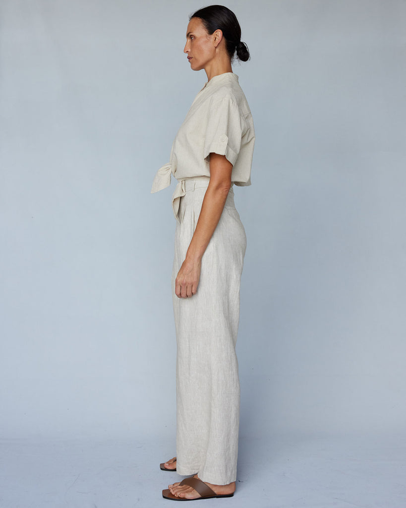 Amani Linen Tie-Front Top - Natural - Second Image