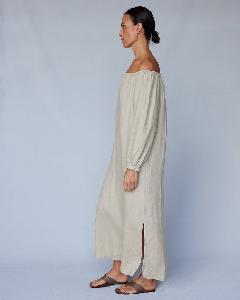 Tala Linen Maxi Dress - Stone - Second Image