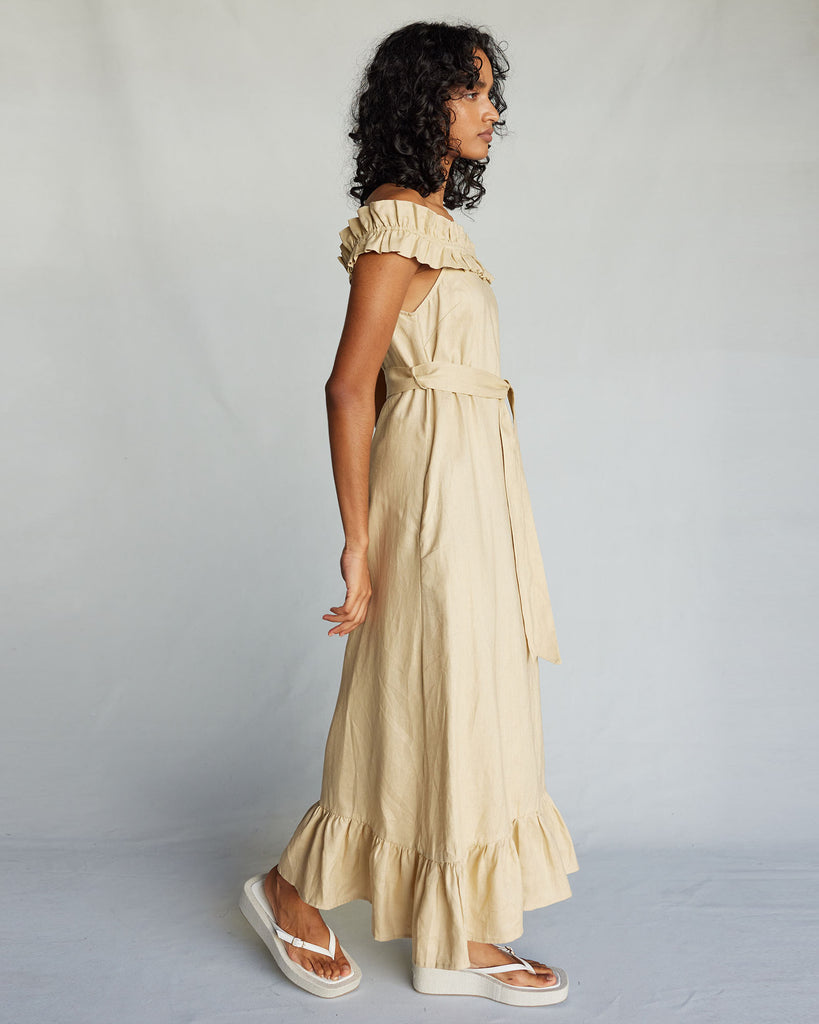 Gaia Linen Dress - Sand - Second Image