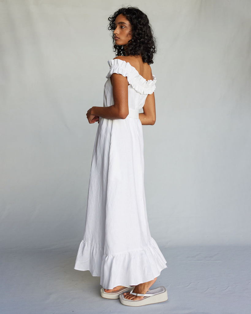 Gaia Linen Dress - White - Second Image
