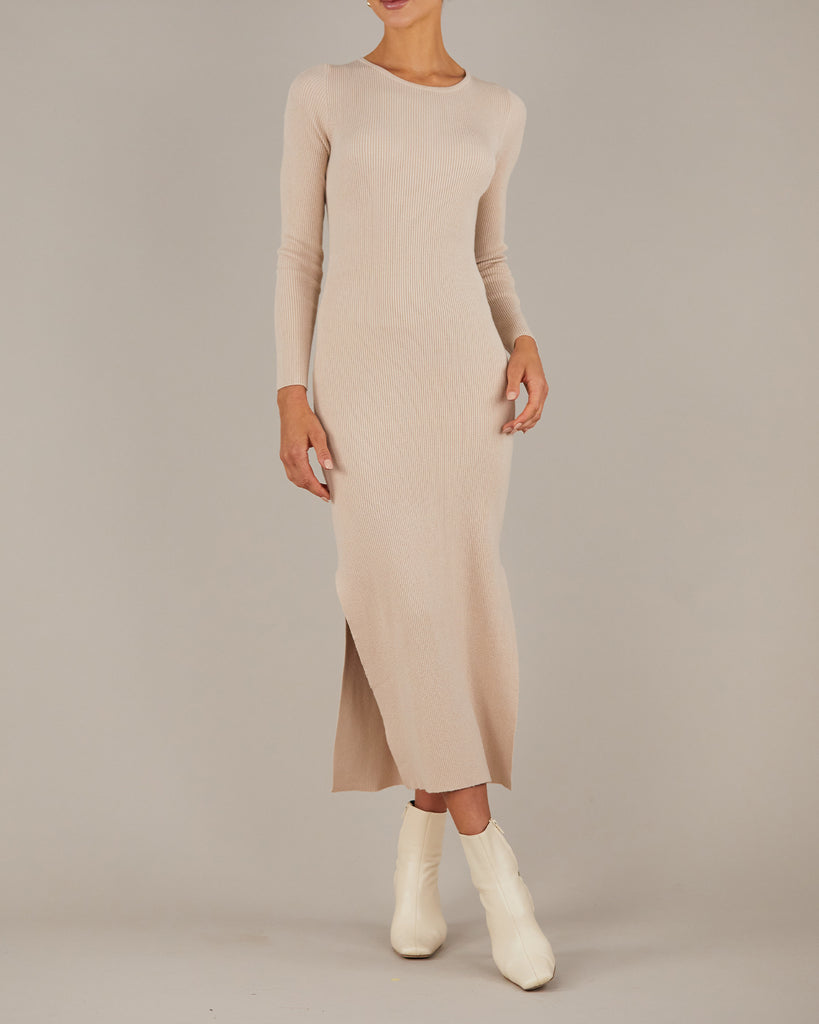 Afina Knit Dress - Beige - Second Image