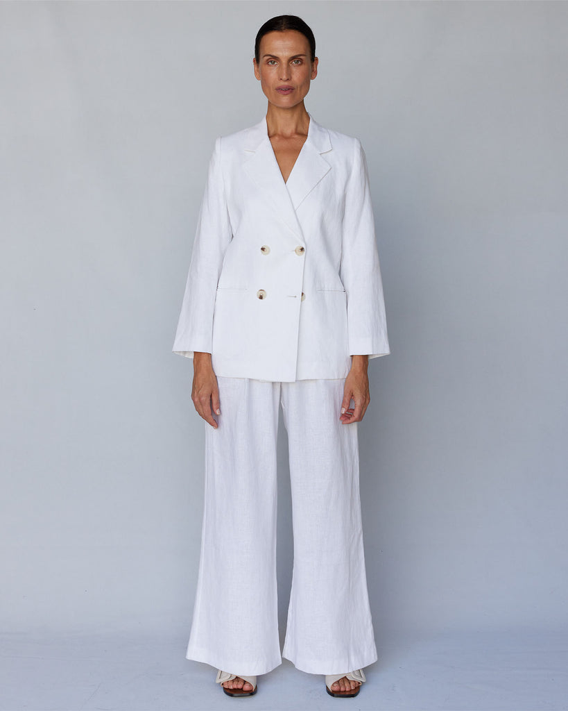 Azure Linen Blazer - White - Second Image