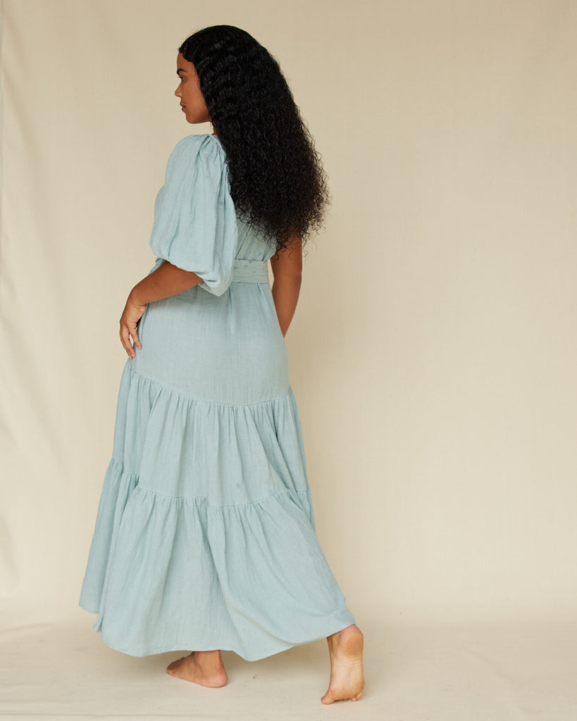 Saloma Linen O/S Dress - Duckegg Blue - Second Image