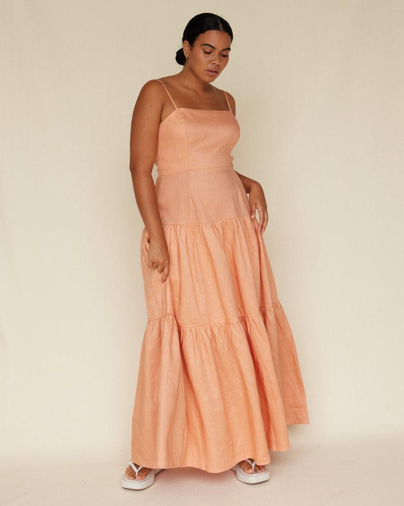 Sorrento Linen Maxi Dress - Apricot