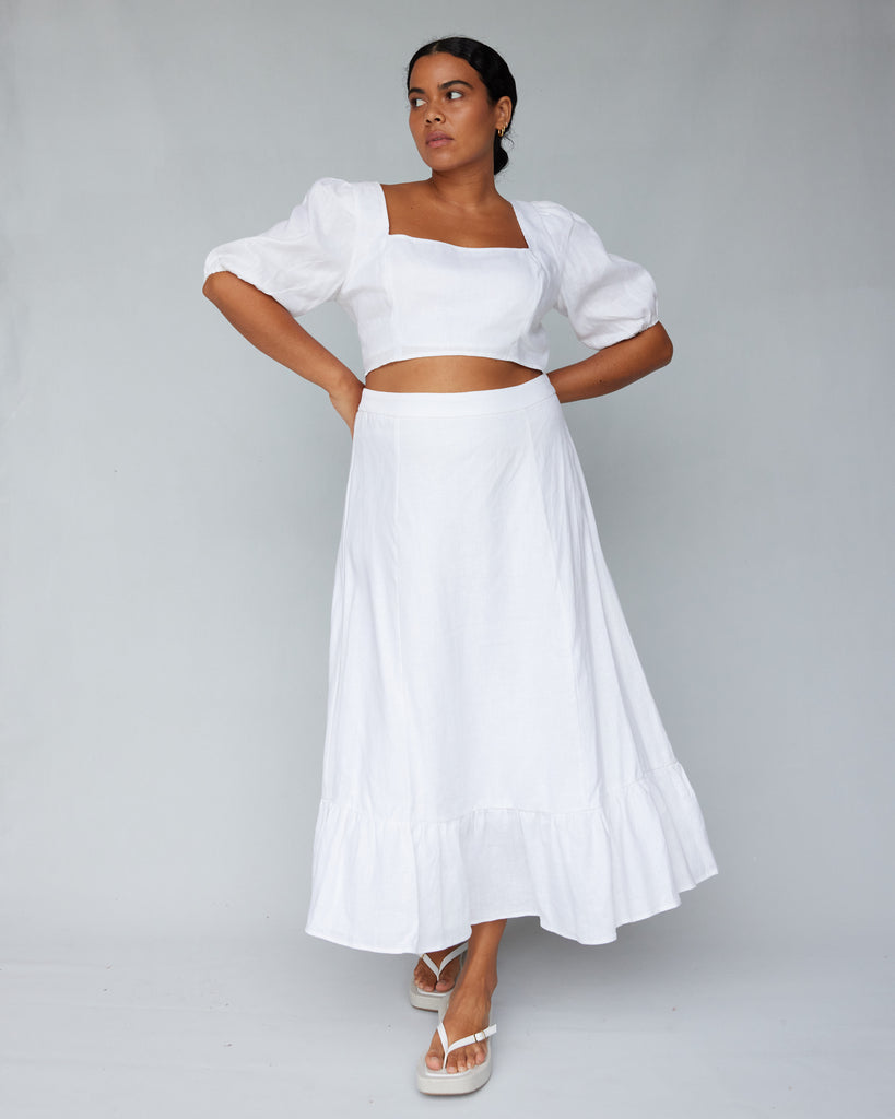 Violetta Linen Skirt - White - Second Image