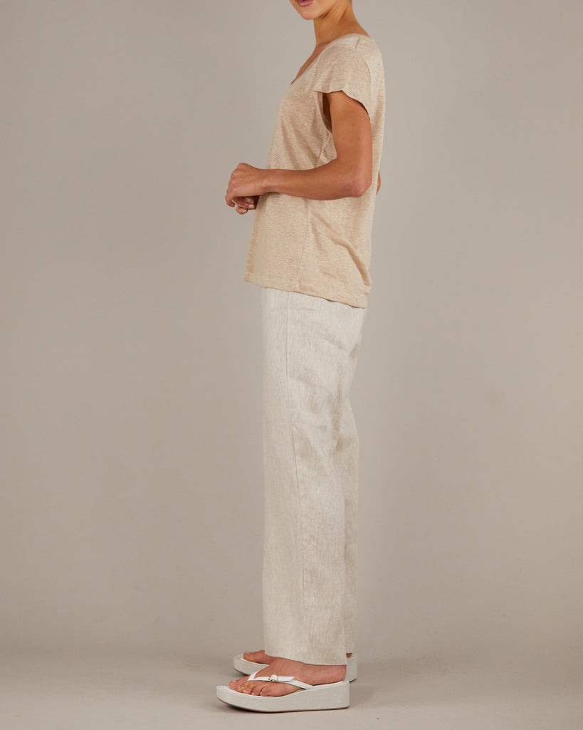 Newport Linen Jersey Tee - Beige - Second Image